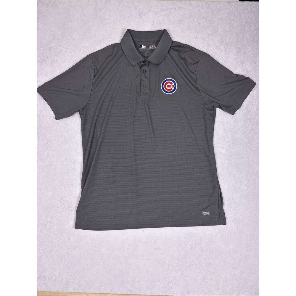 Chicago Cubs Gray Golf Short Sleeve Polo Shirt Mens XL TX Cool Base